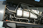 Kühlmitteltank 'Glykol' und Hydrauliköltank 'FL-Drucköl' auf der linken Seite des Flugzeugtriebwerkes DB 605 
